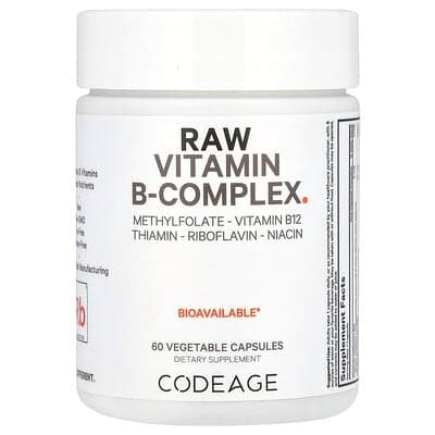 Codeage, Raw Vitamin B-Complex, 60 Vegetable Capsules