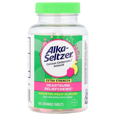 Alka-Seltzer, Heartburn Reliefchews®, Assorted Fruit, 66 Chewable Tablets (750 mg per Tablet)