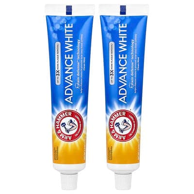 Arm & Hammer, Advance White™, Anticavity Fluoride Toothpaste, Clean Mint, Twin Pack, 6 oz (170 g) Each