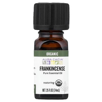 Aura Cacia, Pure Essential Oil, Organic Frankincense, 0.25 fl oz (7.4 ml)